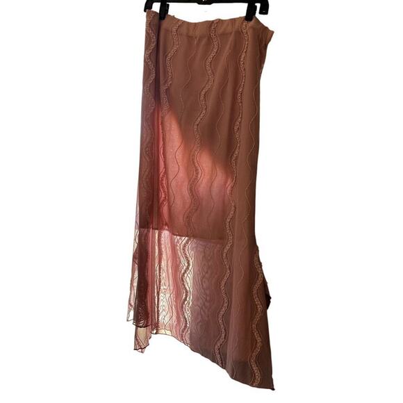 Pink Fairycore Asymmetrical Hem Midi Skirt Women's XL - Picture 2 of 6